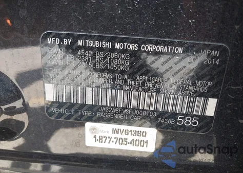 2015 Mitsubishi Lancer Evolution Gsr z USA, uszkodzony, nr VIN JA32W8FV3FU008103